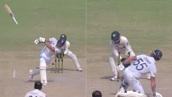 [WATCH] Ben Stokes dismissed in dramatic fashion after bat flies out of his hands