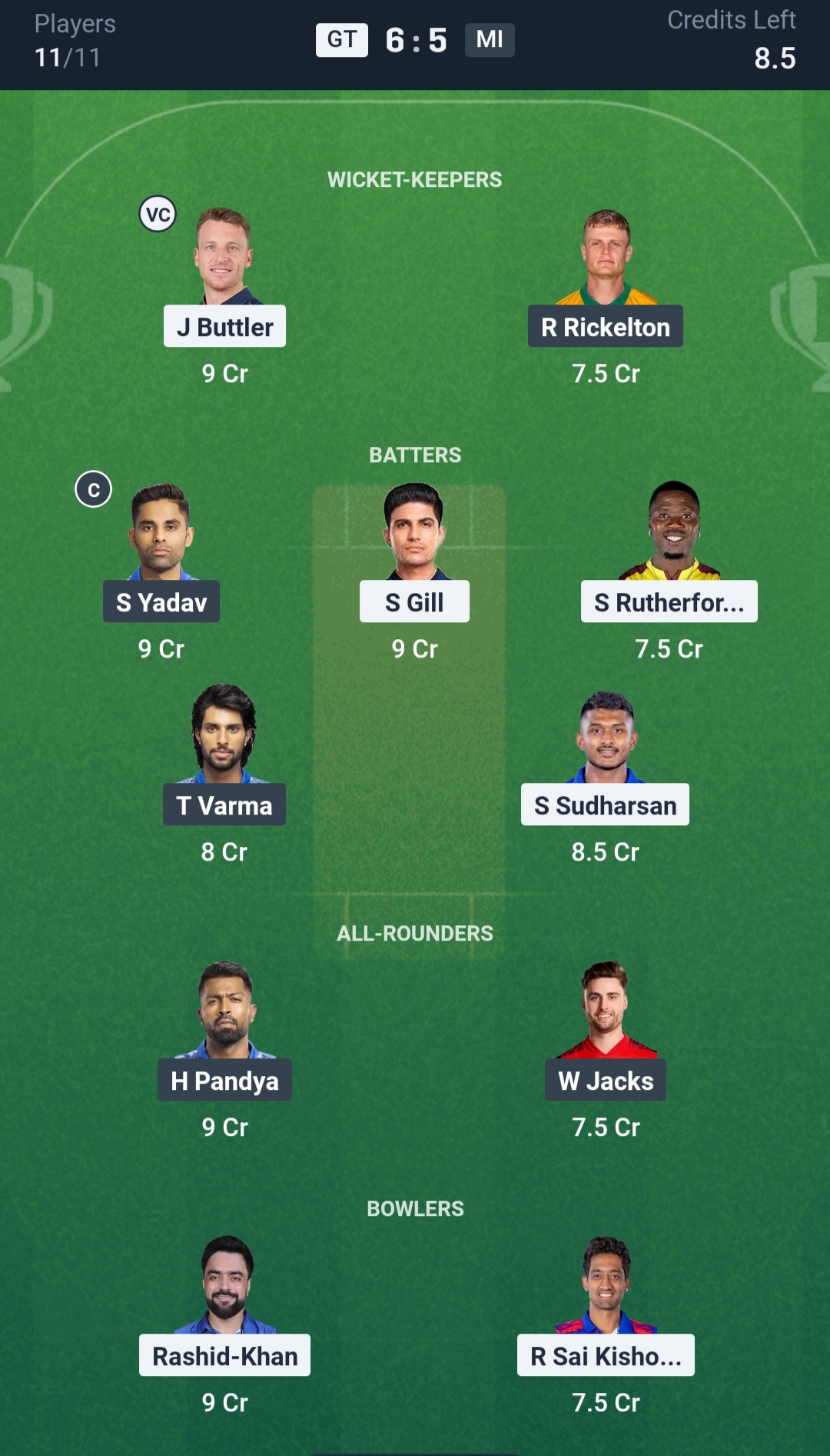 GT vs MI Dream11 Prediction Today Match 9 Playing XI IPL 2025 Grand League Team