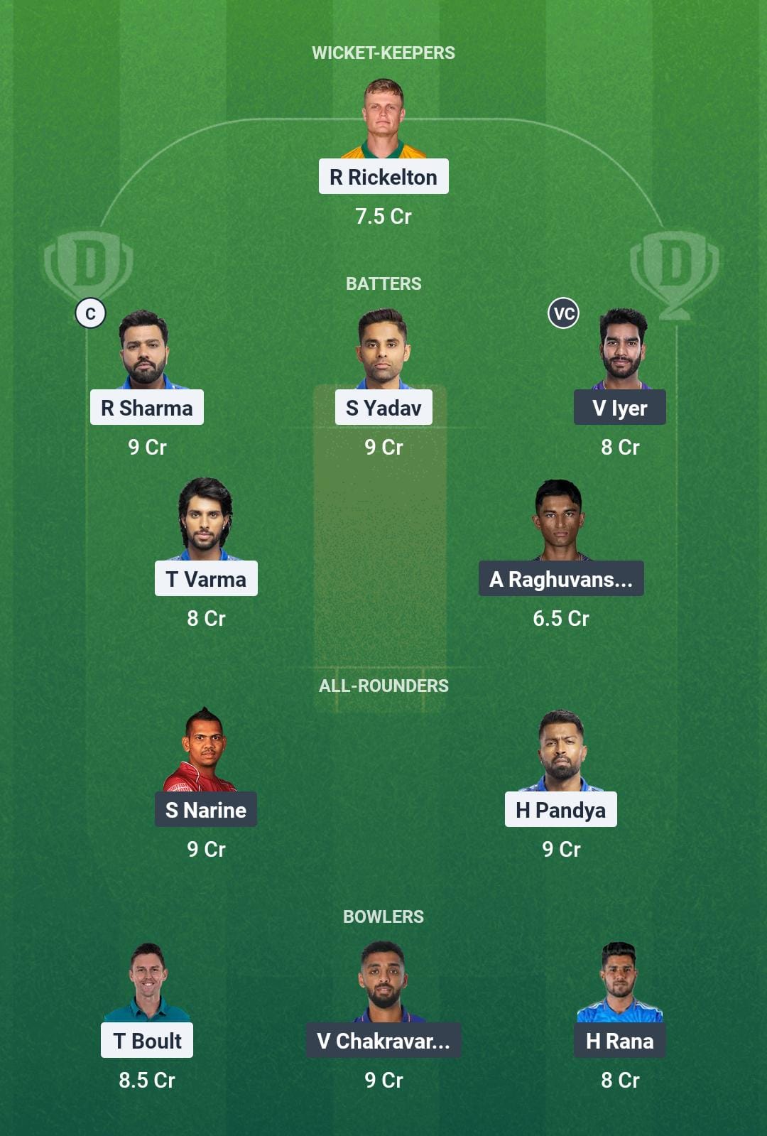 MI vs KKR Dream11 Prediction Today Match 12 Playing XI IPL 2025 Grand League Team