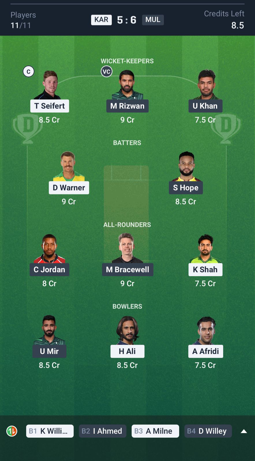 KAR vs MUL Dream11 Prediction Today Match 3 Playing XI PSL 2025 Grand League Team
