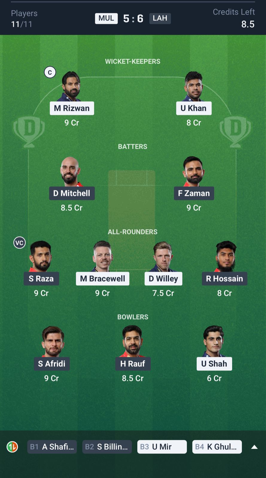 MUL vs LAH Dream11 Prediction Today Match 12 Playing XI PSL 2025 Small League Team