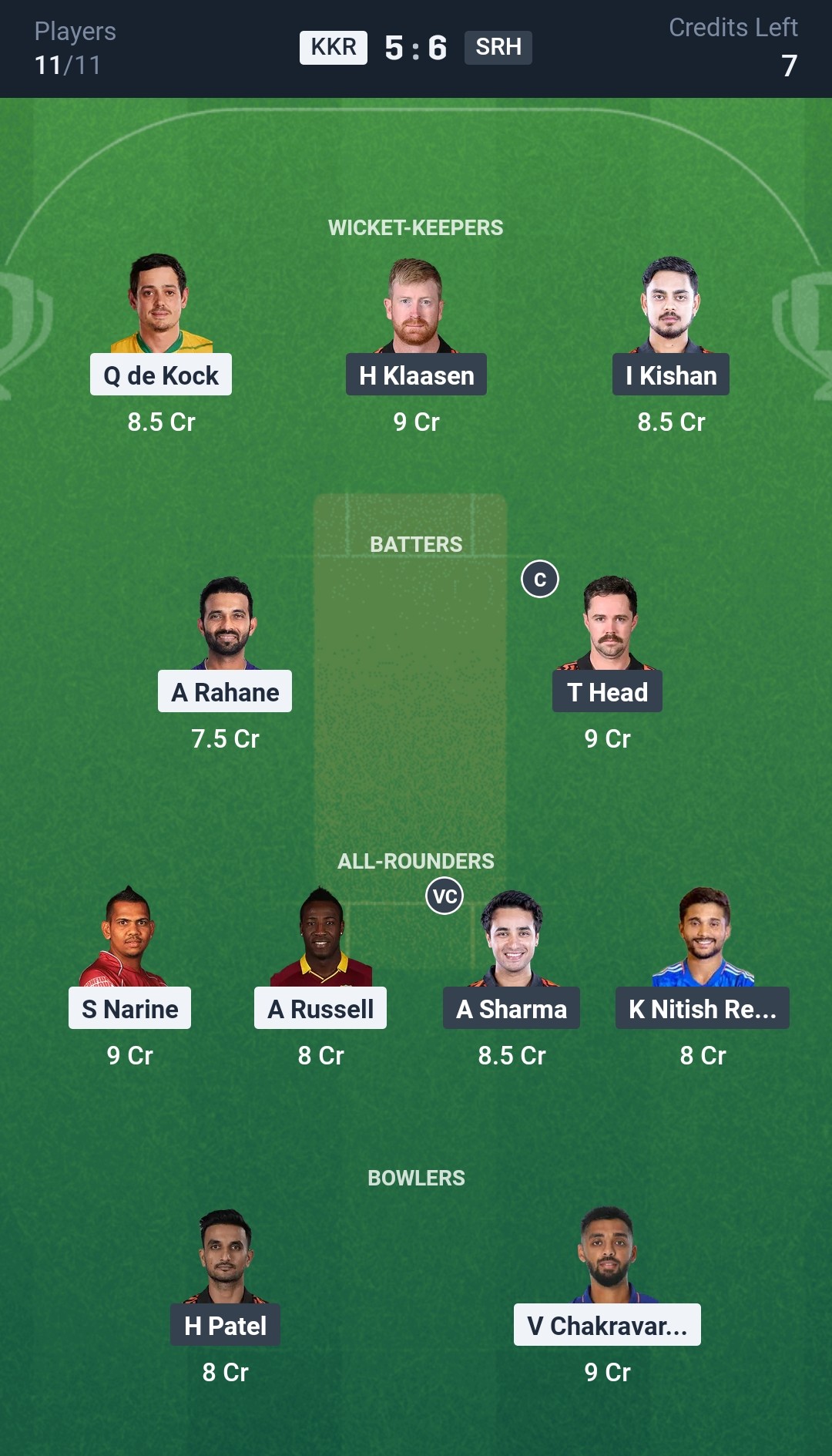 KKR vs SRH Dream11 Prediction Today Match 15 Playing XI IPL 2025 Grand League Team