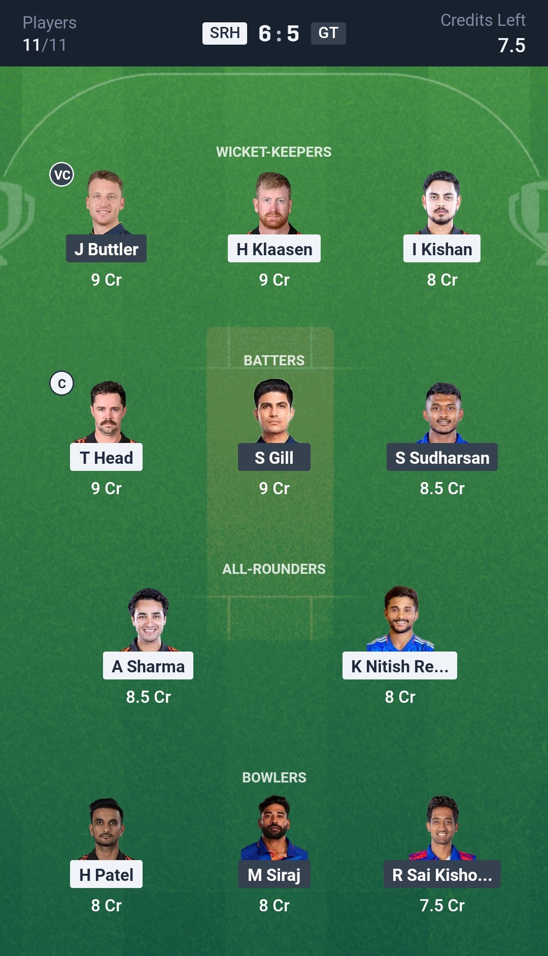 SRH vs GT Dream11 Prediction Today Match 19 Playing XI IPL 2025 Grand League Team
