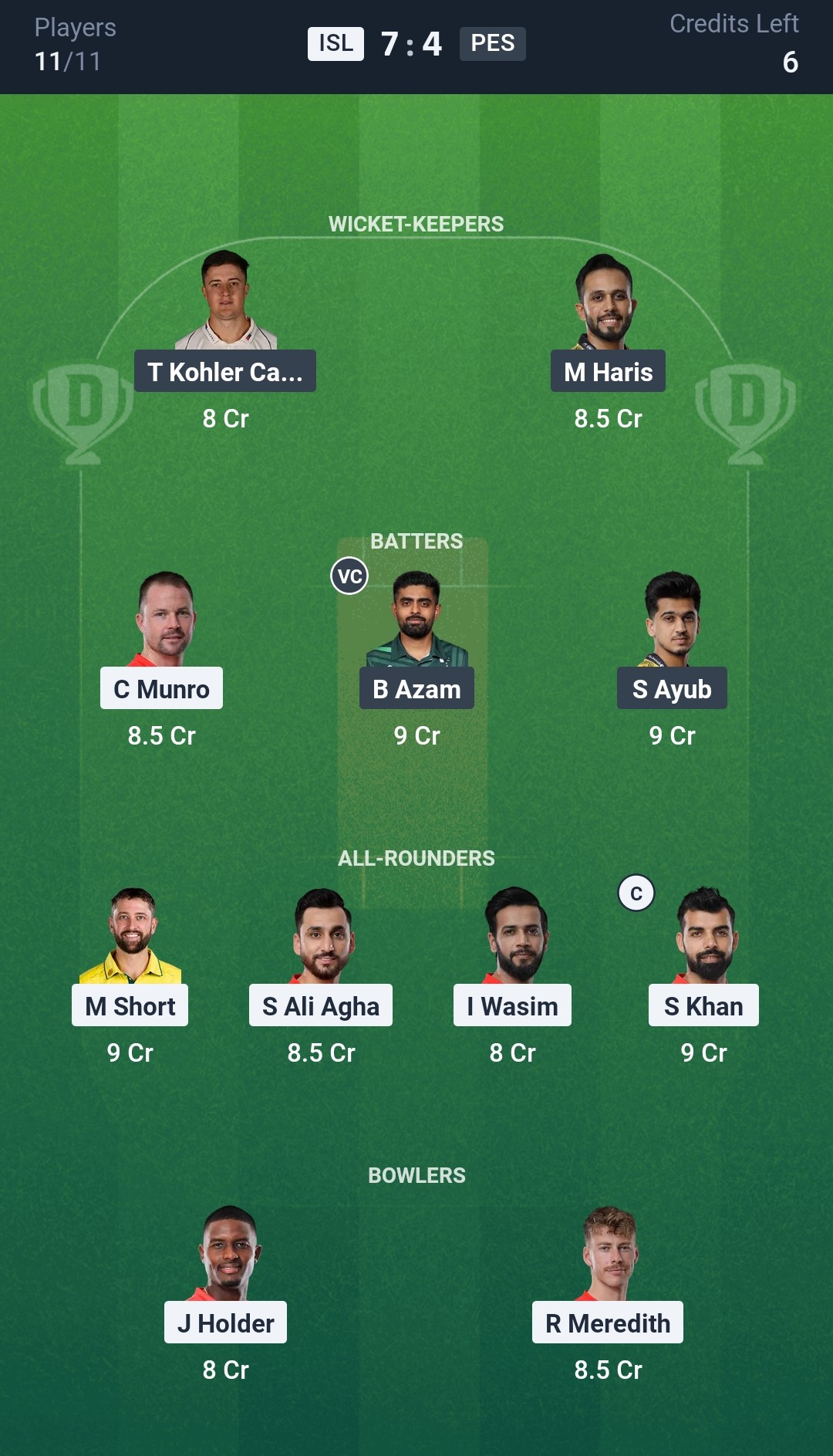 ISL vs PES Dream11 Prediction Today Match 5 Playing XI PSL 2025 Small League Team