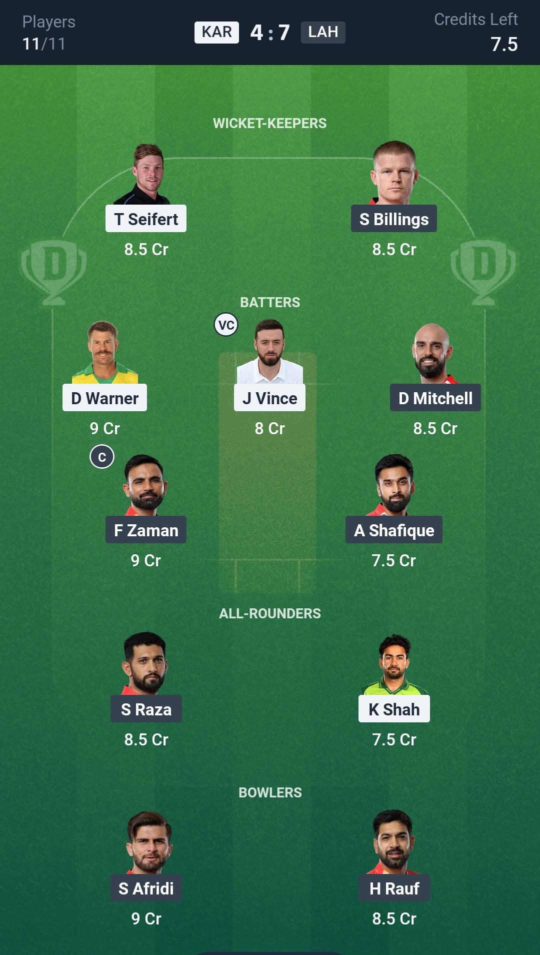 KAR vs LAH Dream11 Prediction Today Match 6 Playing XI PSL 2025 Grand League Team
