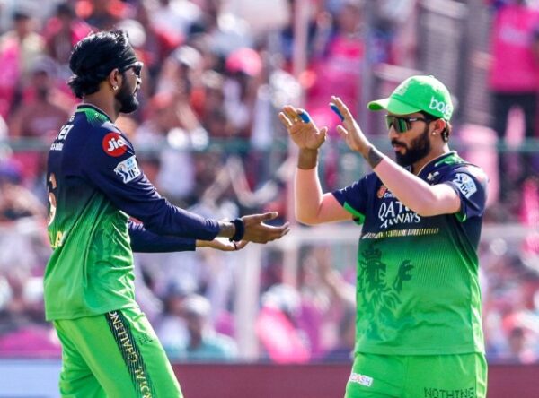 rajat patidar krunal pandya rcb green jersey ipl 2025 rr vs rcb