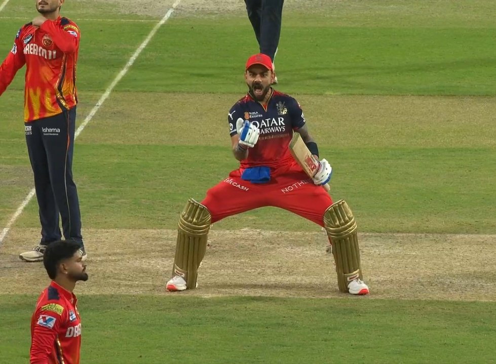 [WATCH] Virat Kohli Celebrates With Pumped Fists In Front of Shreyas Iyer After RCB Beat PBKS in Return Fixture in IPL 2025