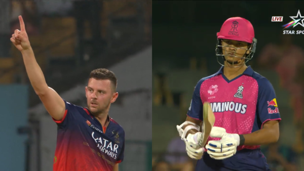 Yashasvi Jaiswal and Josh Hazlewood were involved in a verbal exchange after the batter got out during the game last night.