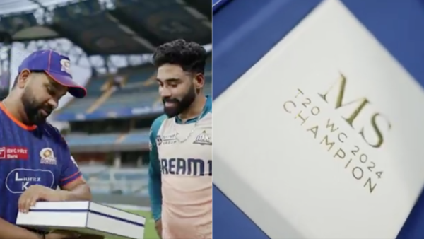 [WATCH] Rohit Sharma Presents Mohammed Siraj With ‘Special Ring’ for Contributions in T20 WC 2024 Ahead of MI vs GT IPL 2025 Clash