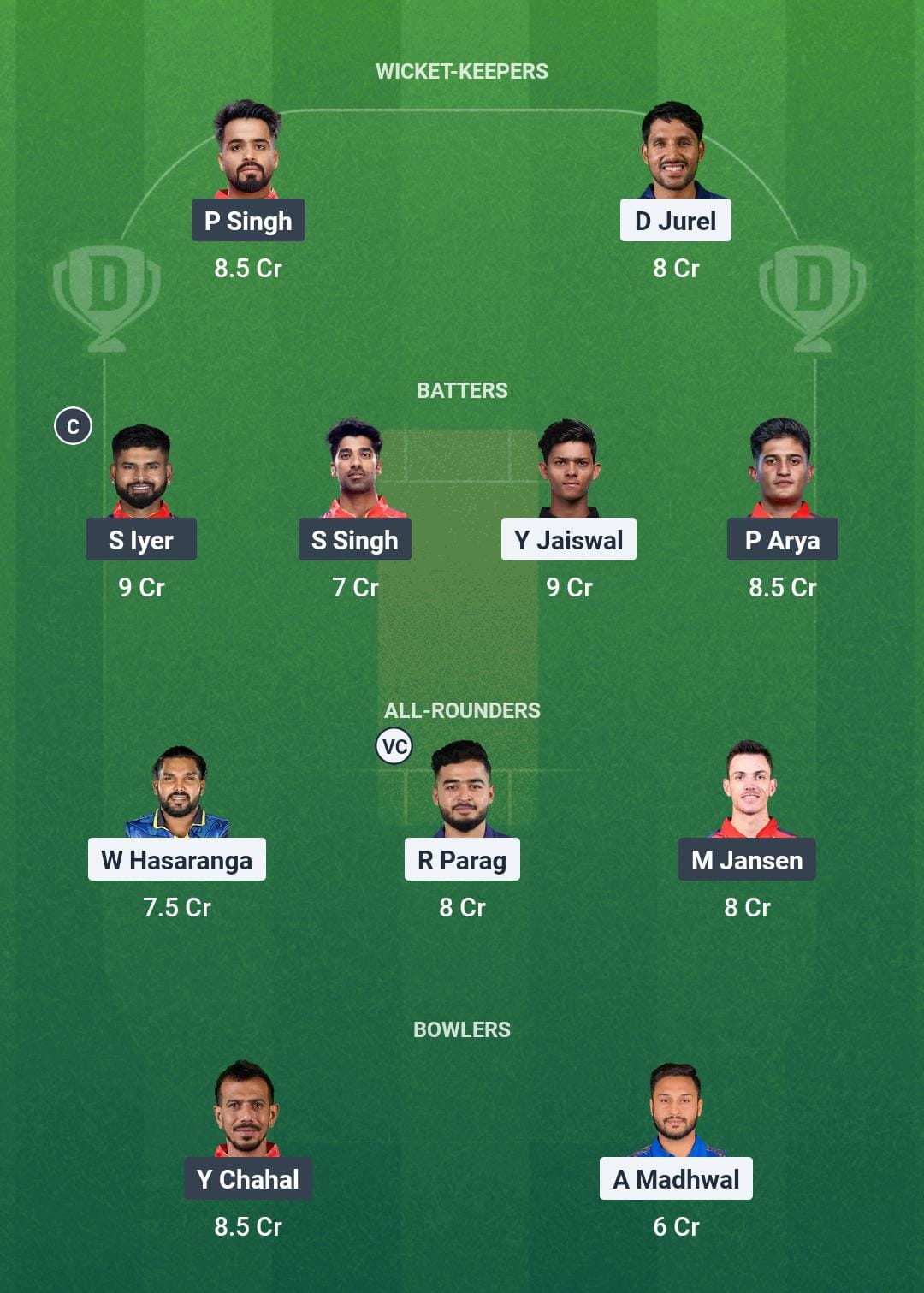 RR vs PBKS Dream11 Prediction Today Match 59 Playing XI IPL 2025 Grand League Team