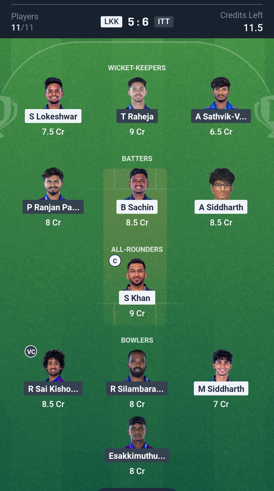 LKK vs ITT Dream11 Prediction Today TNPL 2025 Match 22 Playing XI Grand League Team