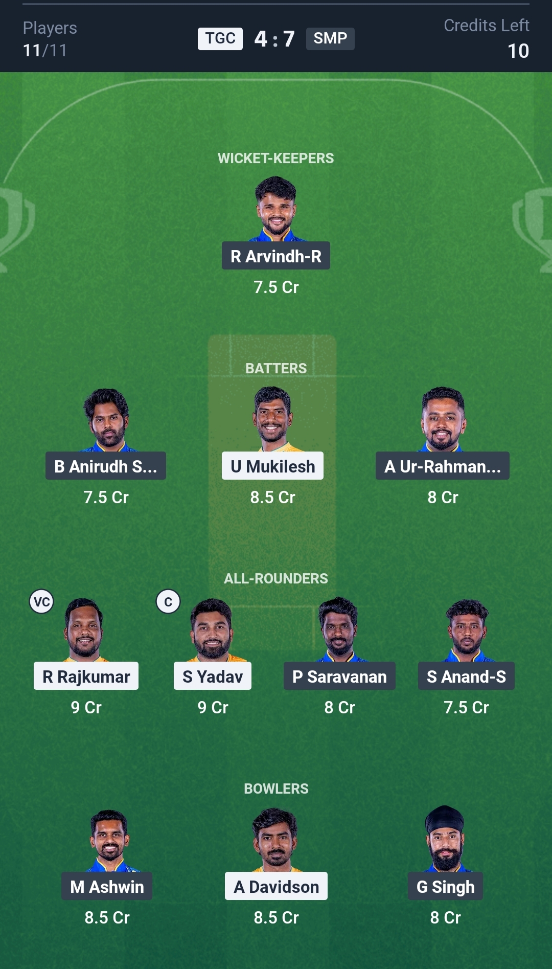TGC vs SMP Dream11 Prediction Today TNPL 2025 Match 23 Playing XI Grand League Team
