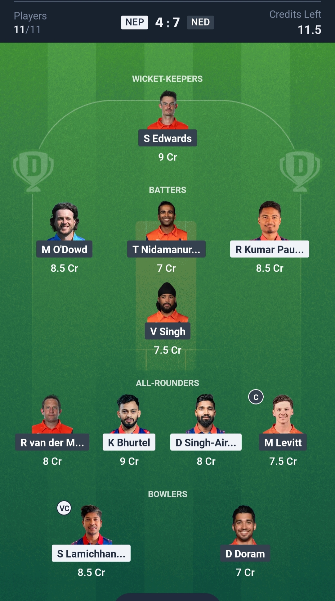 NEP vs NED Dream11 Prediction Today Match 5 Playing XI Small League Team
