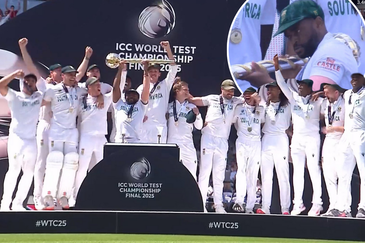 watch video south africa lifting wtc 2025 mace temba bavuma trophy shots