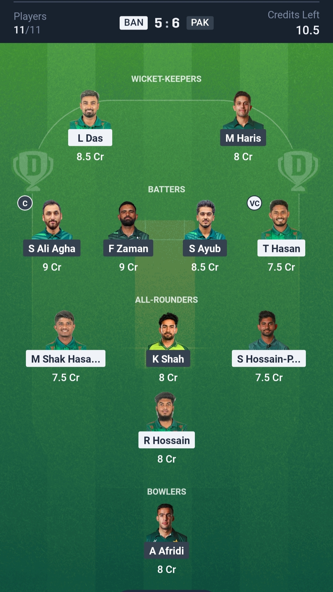 BAN vs PAK Dream11 Prediction Today 1st T20I Playing XI Grand League Team