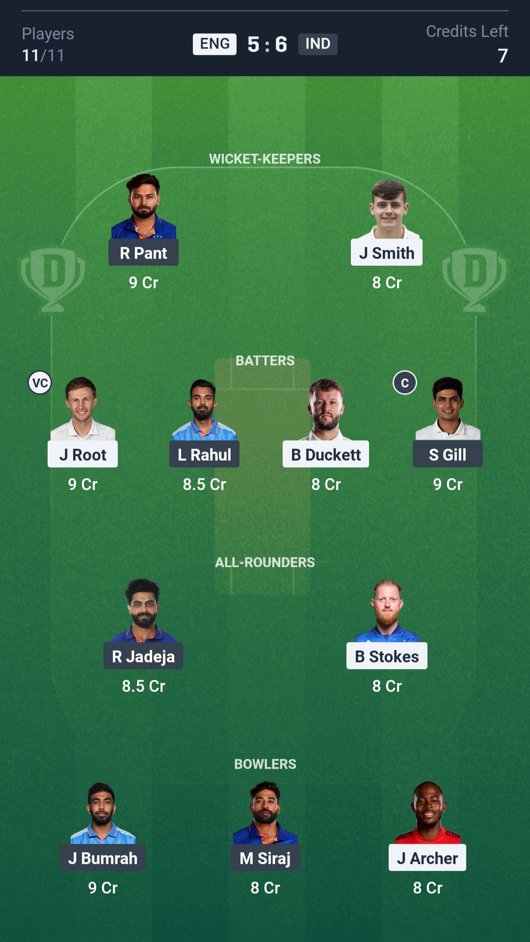 ENG vs IND Dream11 Prediction Today 4th Test Playing XI Small League Team
