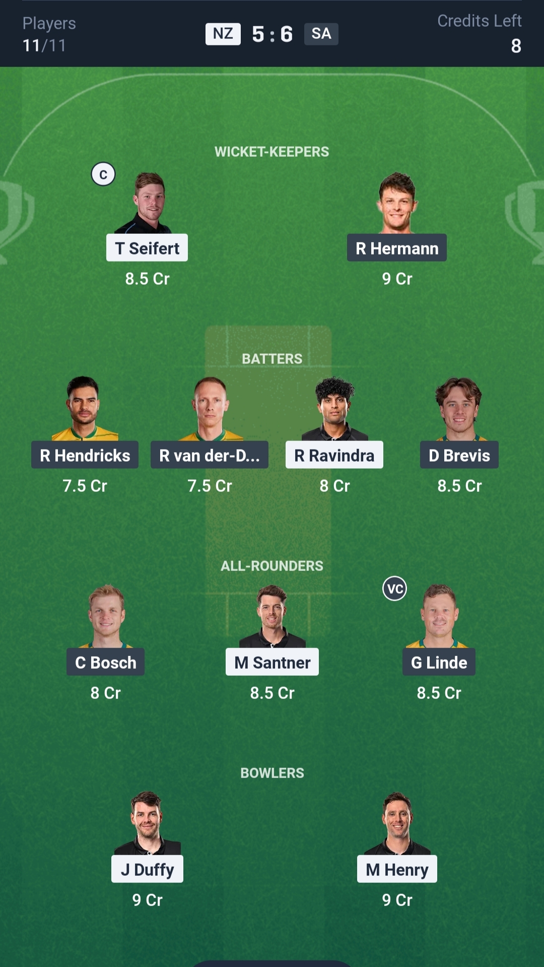 NZ vs SA Dream11 Prediction Today T20 Tri-series Final Playing XI Grand League Team