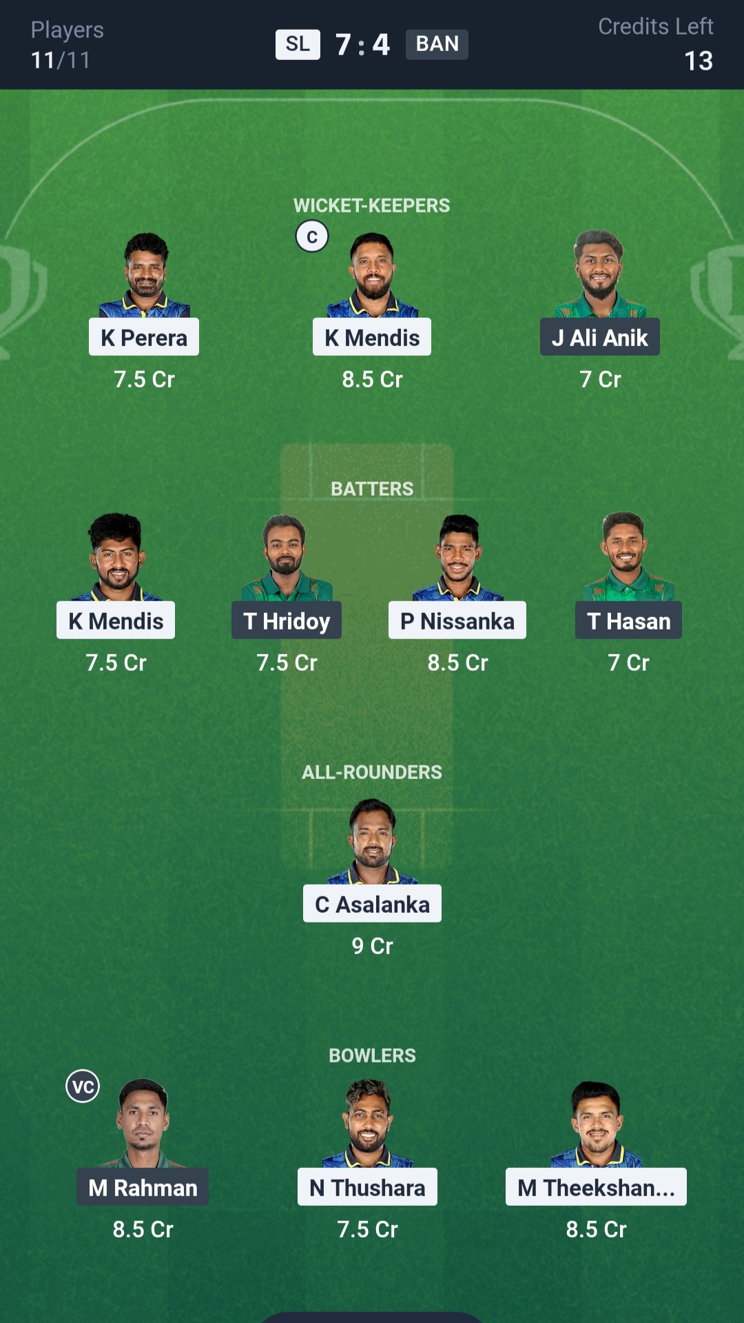 SL vs BAN Dream11 Prediction Today 1st T20I Playing XI Grand League Team