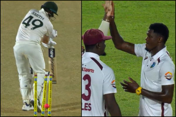 Alzarri Joseph Dismantles Steve Smith With Rapid Pace at Sabina Park During WI vs AUS 3rd Test [WATCH]