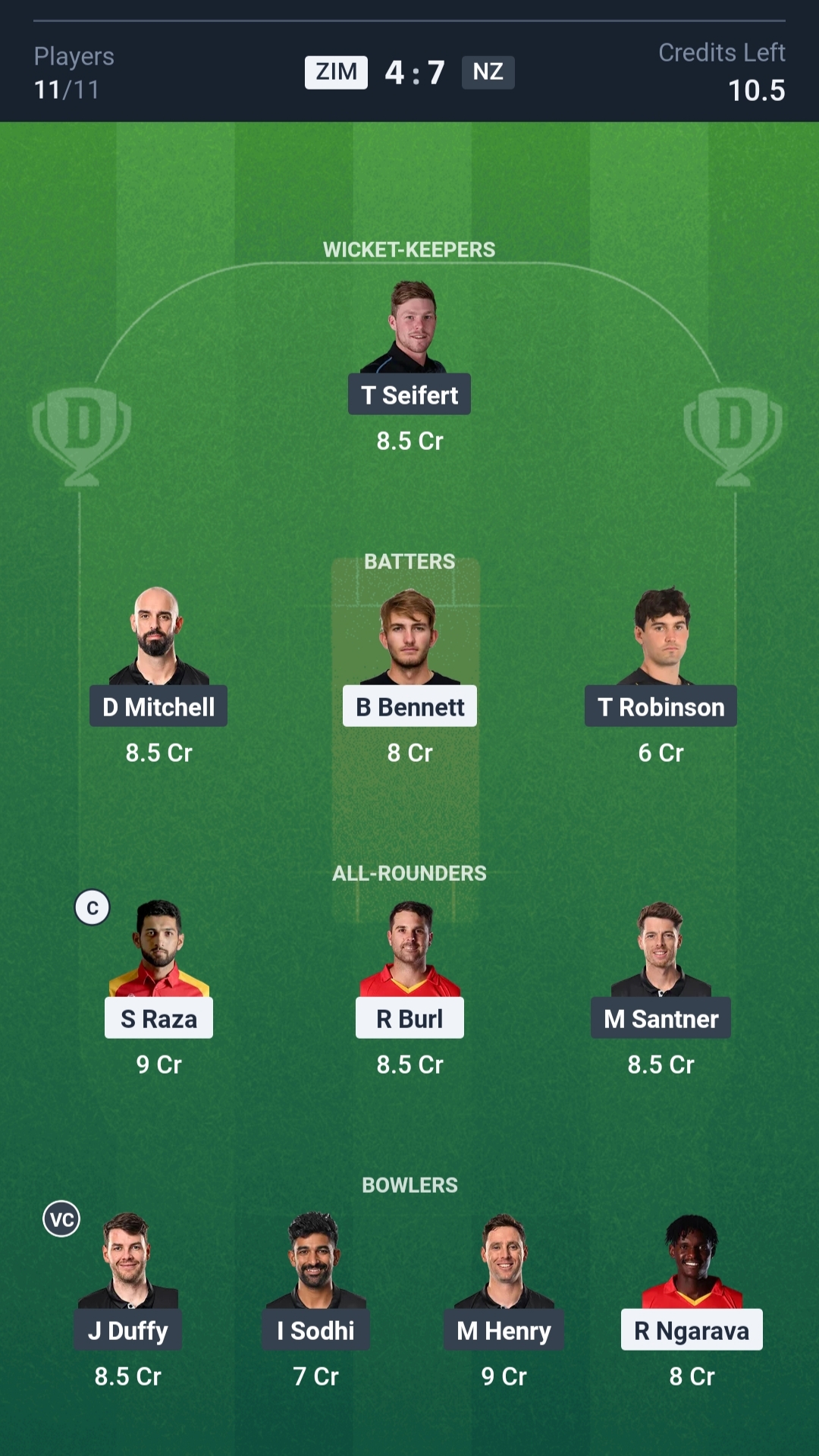 ZIM vs NZ Dream11 Prediction Today T20 Tri-series, 3rd Match Playing XI Small League Team