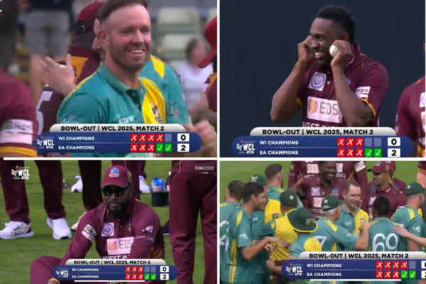 Former RCB Player Hits, Ex CSK Player Misses — [WATCH] Full Video Of WI Champions vs SA Champions Bowl Out in WCL 2025