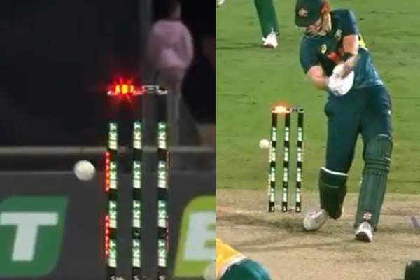 Bizarre Incident! Ball Hits the Stumps, But Bails Do Not Dislodge In AUS vs SA 2nd T20I [WATCH]