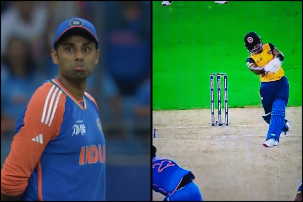 Suryakumar Yadav reacts to Pathum Nissanka six after Harshit Rana stare India vs Sri Lanka Asia Cup 2025
