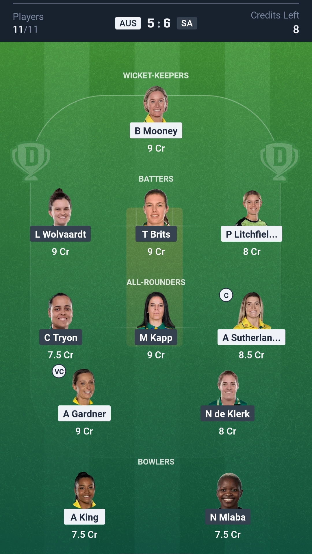 AUS vs SA Dream11 Prediction Today Match 26 Playing XI