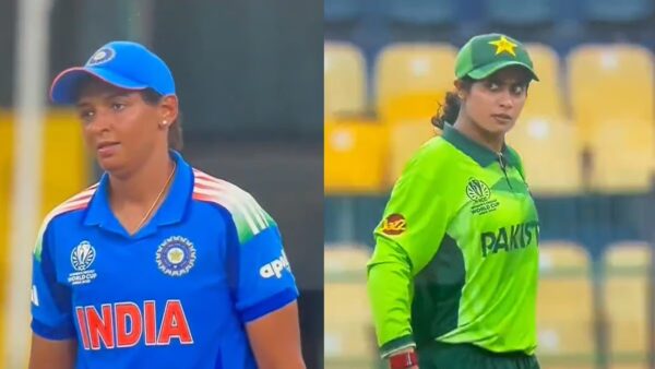 Harmanpreet Kaur and Nashra Sandhu Involved in an Intense Death Stare Faceoff During IND vs PAK Women’s World Cup 2025 [WATCH]