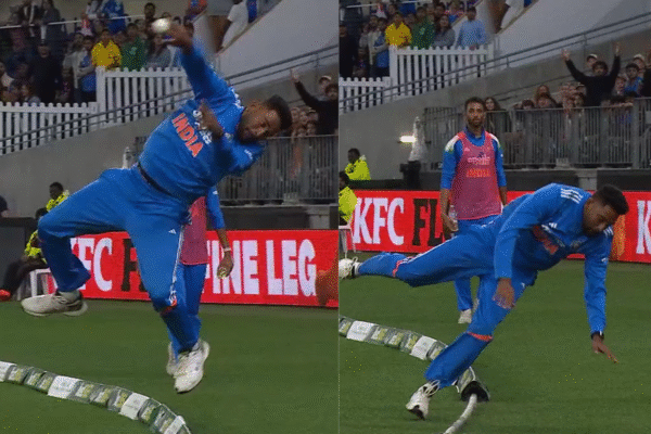 Mohammed Siraj Makes a Stunning Fielding Effort at Long On To Save a Maximum in AUS vs IND 1st ODI [WATCH].