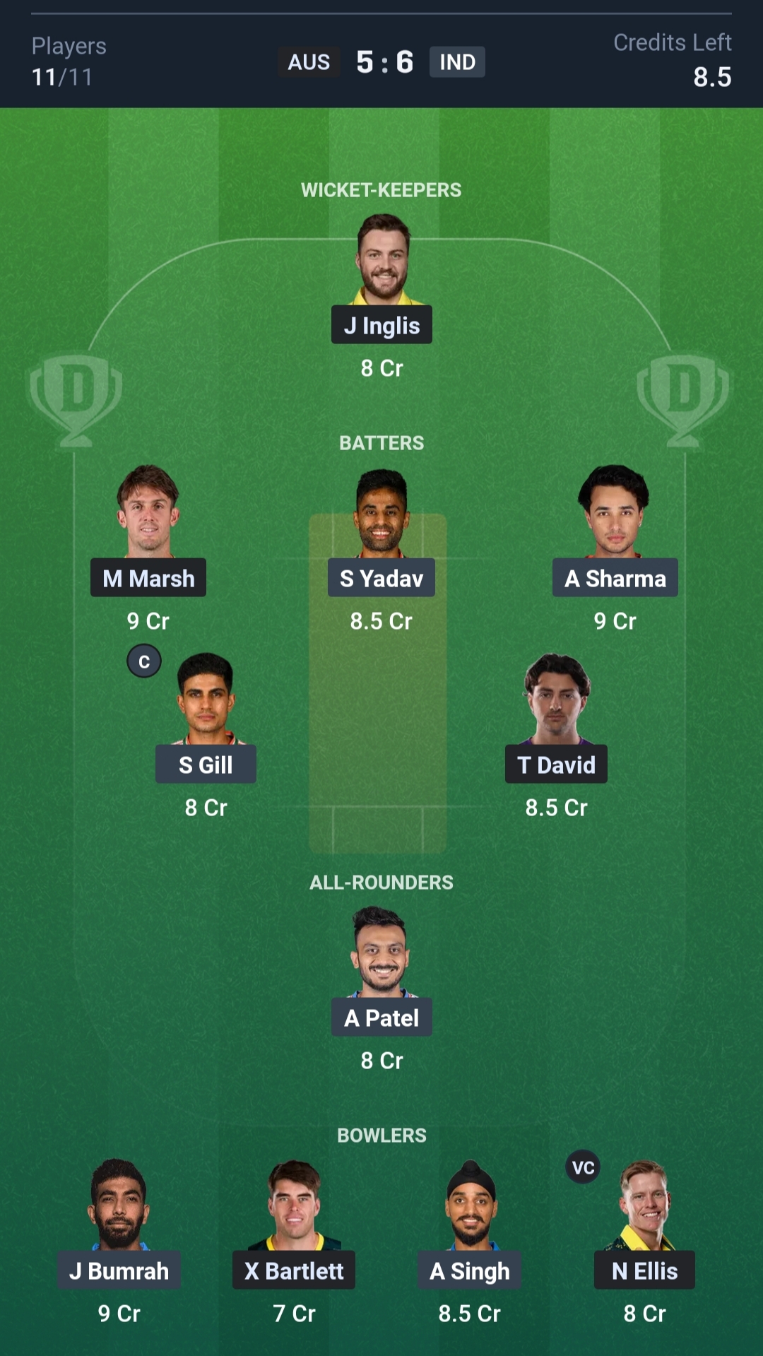 AUS vs IND Dream11 Prediction Today 5th T20I Playing XI