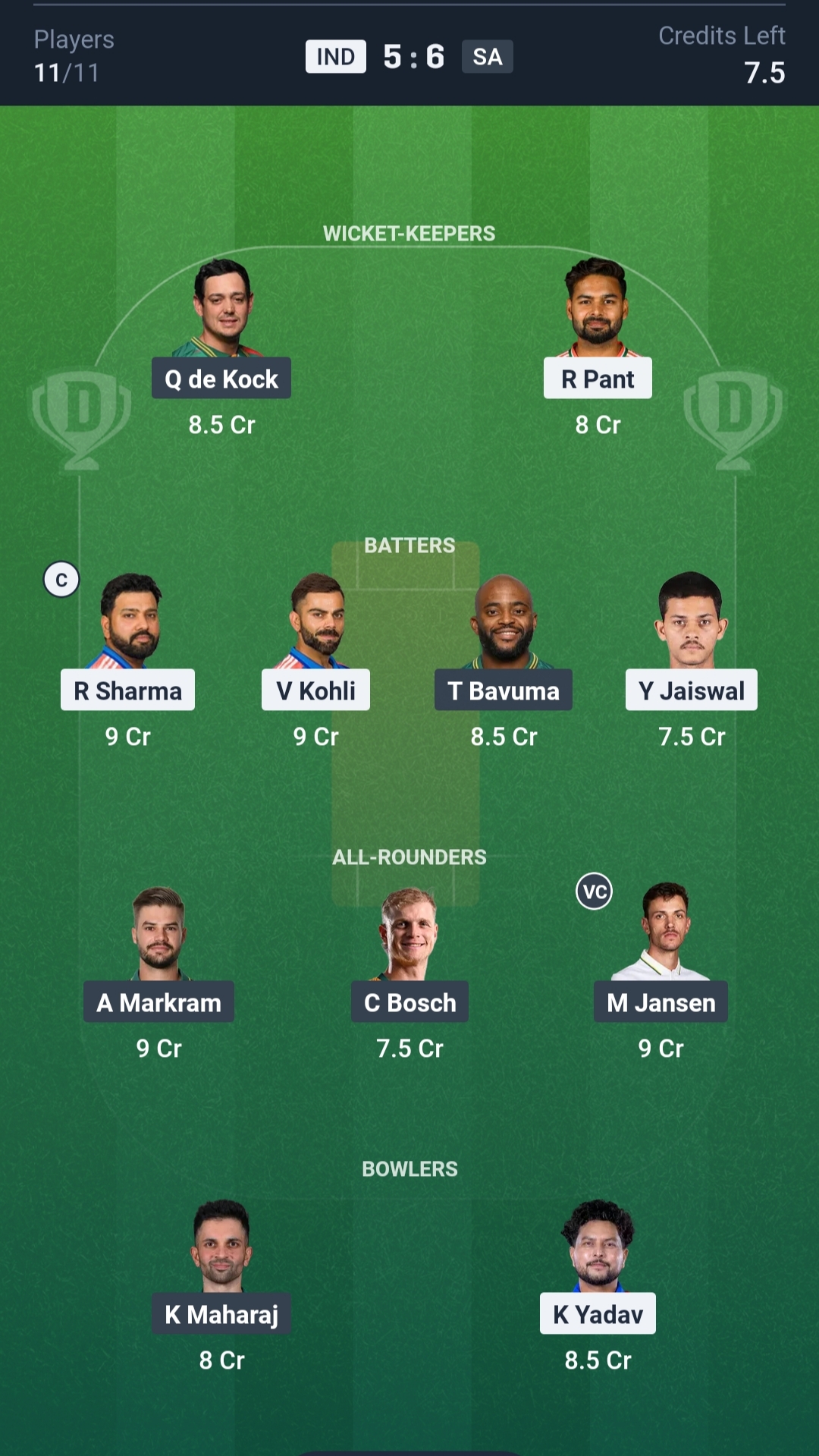 IND vs SA Dream11 Prediction