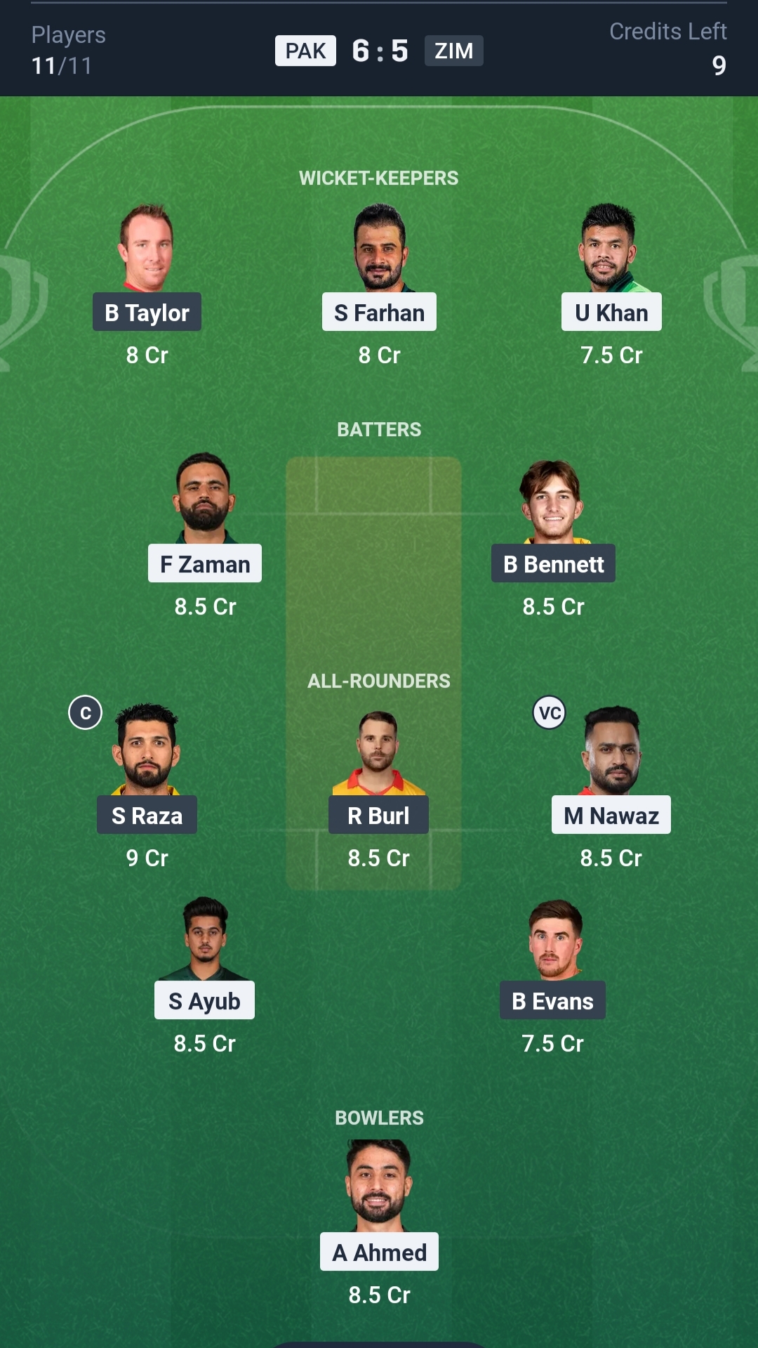 PAK vs ZIM Dream11 Prediction Today T20I Tri-series, 4th Match Playing XI