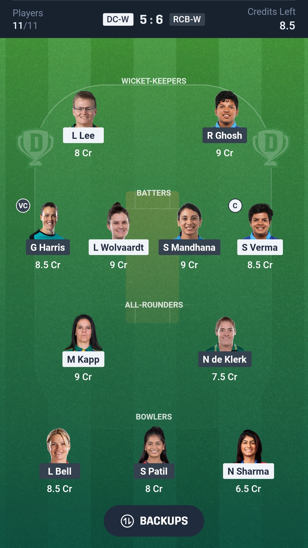 DC W vs RCB W Dream11 Prediction Today WPL 2026 Match 11 Playing XI