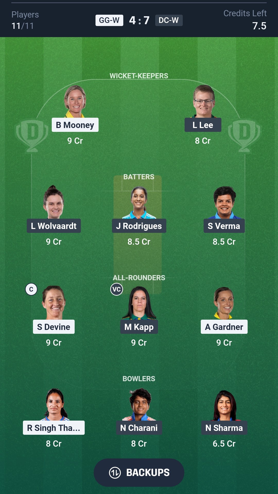 GG W vs DC W Dream11 Prediction Today WPL 2026 Match 17 Playing XI