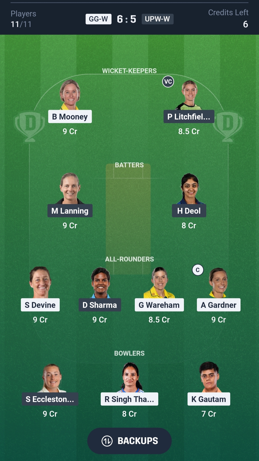 GG W vs UPW W Dream11 Prediction Today WPL 2026 Match 14 Playing XI