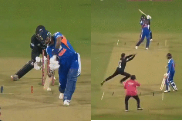 Mitchell Santner, Umpire Come in Firing Line; Nearly Get Hit As Hardik Pandya Blasts First Ball Boundary in IND vs NZ 1st T20I