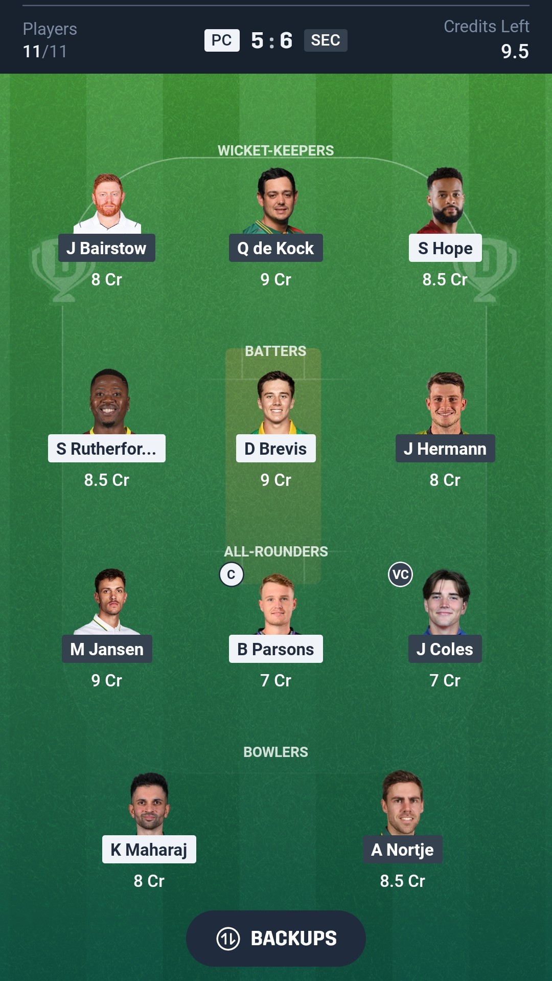 PC vs SEC Dream11 Prediction Today SA20 2026 Final Playing XI