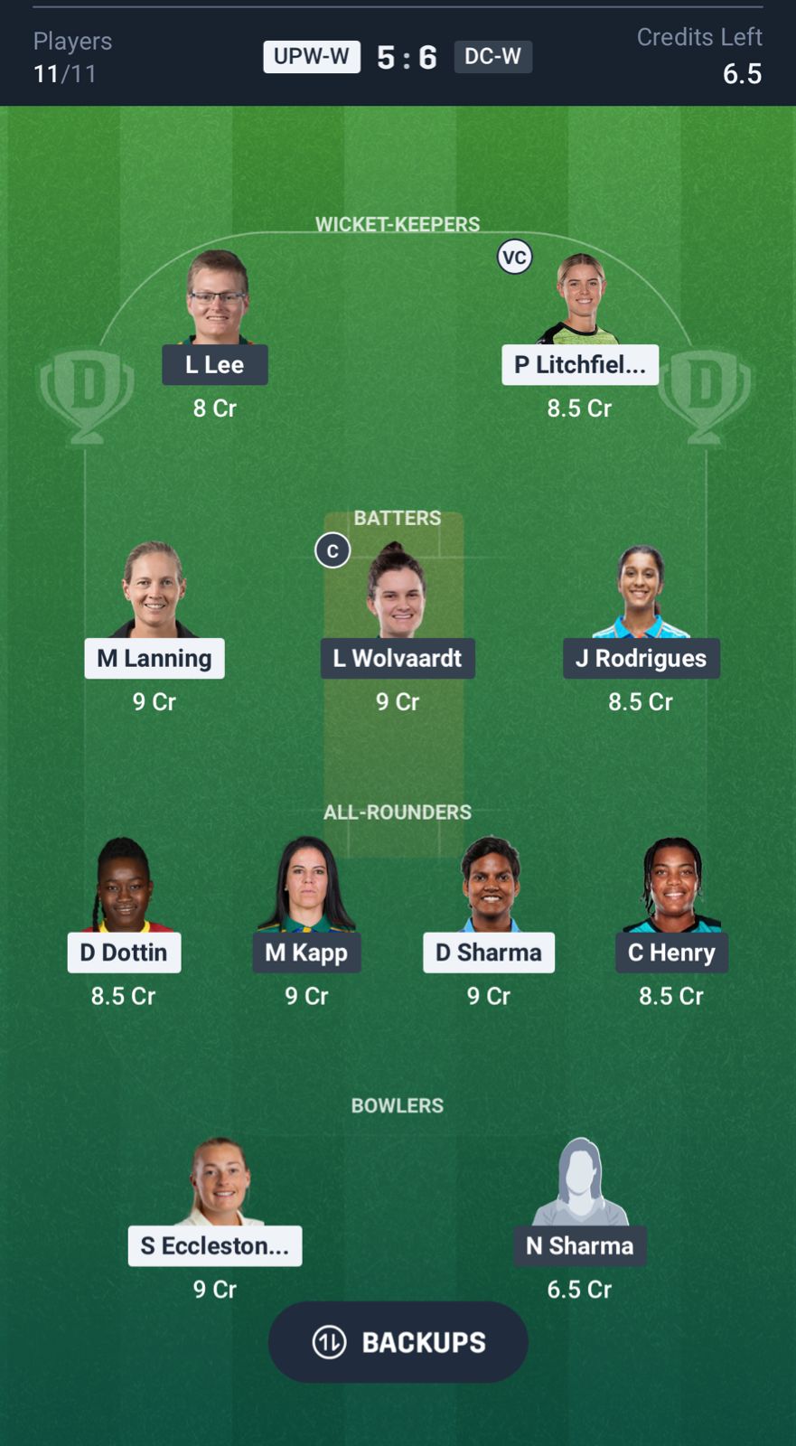 UPW W vs DC W Dream11 Prediction Today, WPL 2026 Match 7 Team