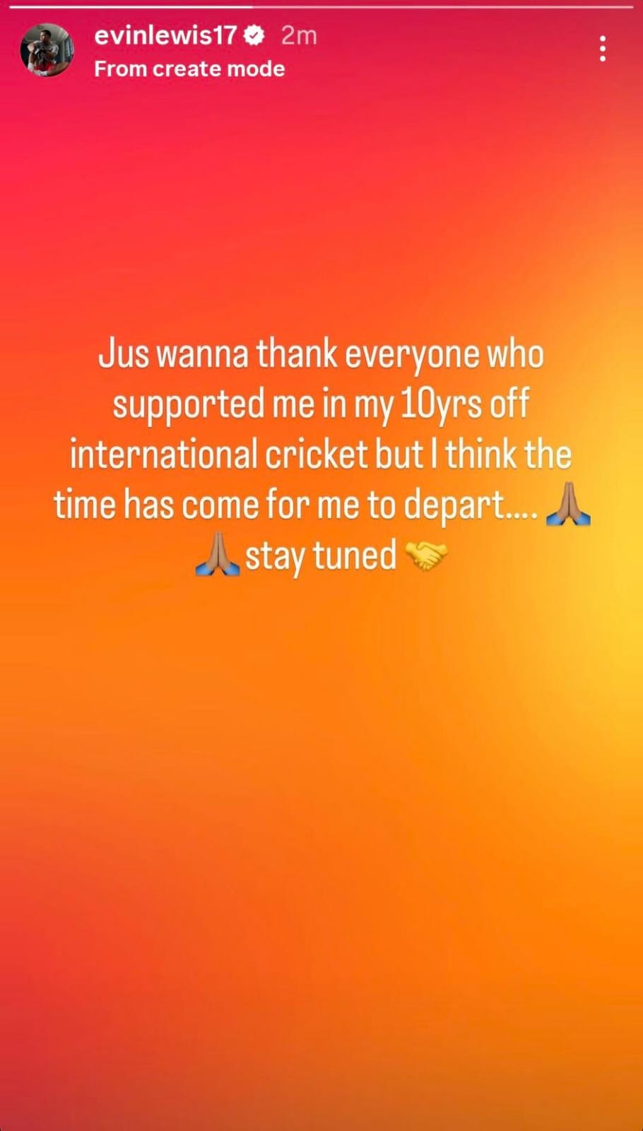 Evin Lewis Sparks Retirement Rumours With Instagram Post After Omission From West Indies Squad for T20 World Cup 2026.