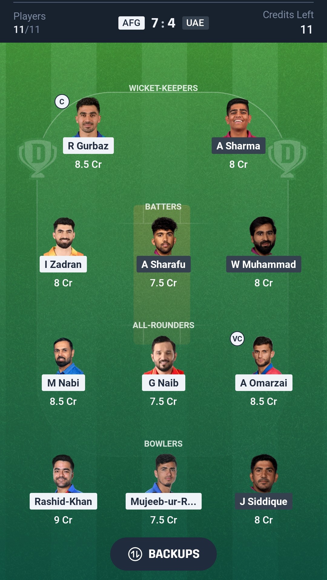 AFG vs UAE Dream11 Prediction Today T20 World Cup 2026 Match 28 Playing XI