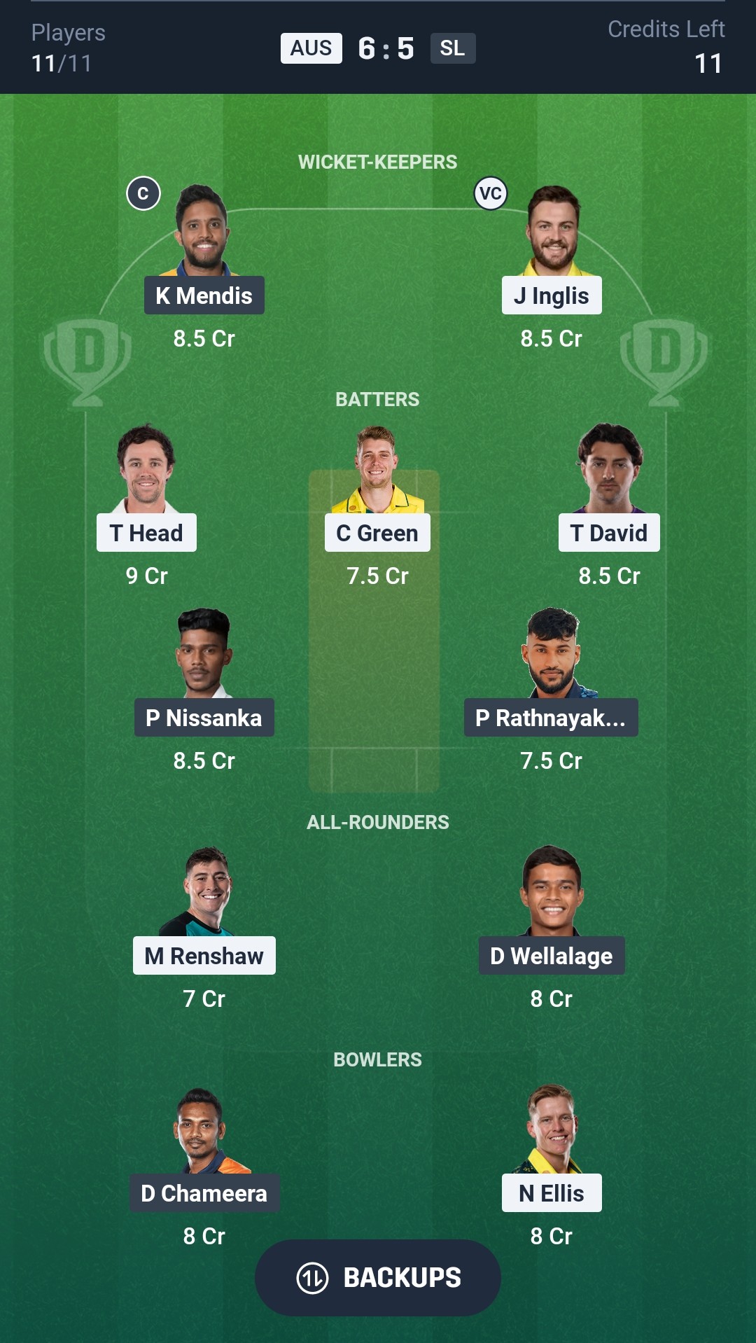 AUS vs SL Dream11 Prediction Today T20 World Cup 2026 Match 30 Playing XI