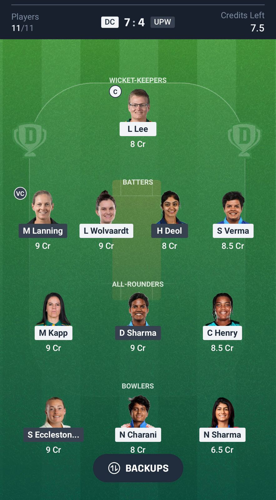 DC W vs UPW W Dream11 Prediction Today, WPL 2026 Match 20 Team
