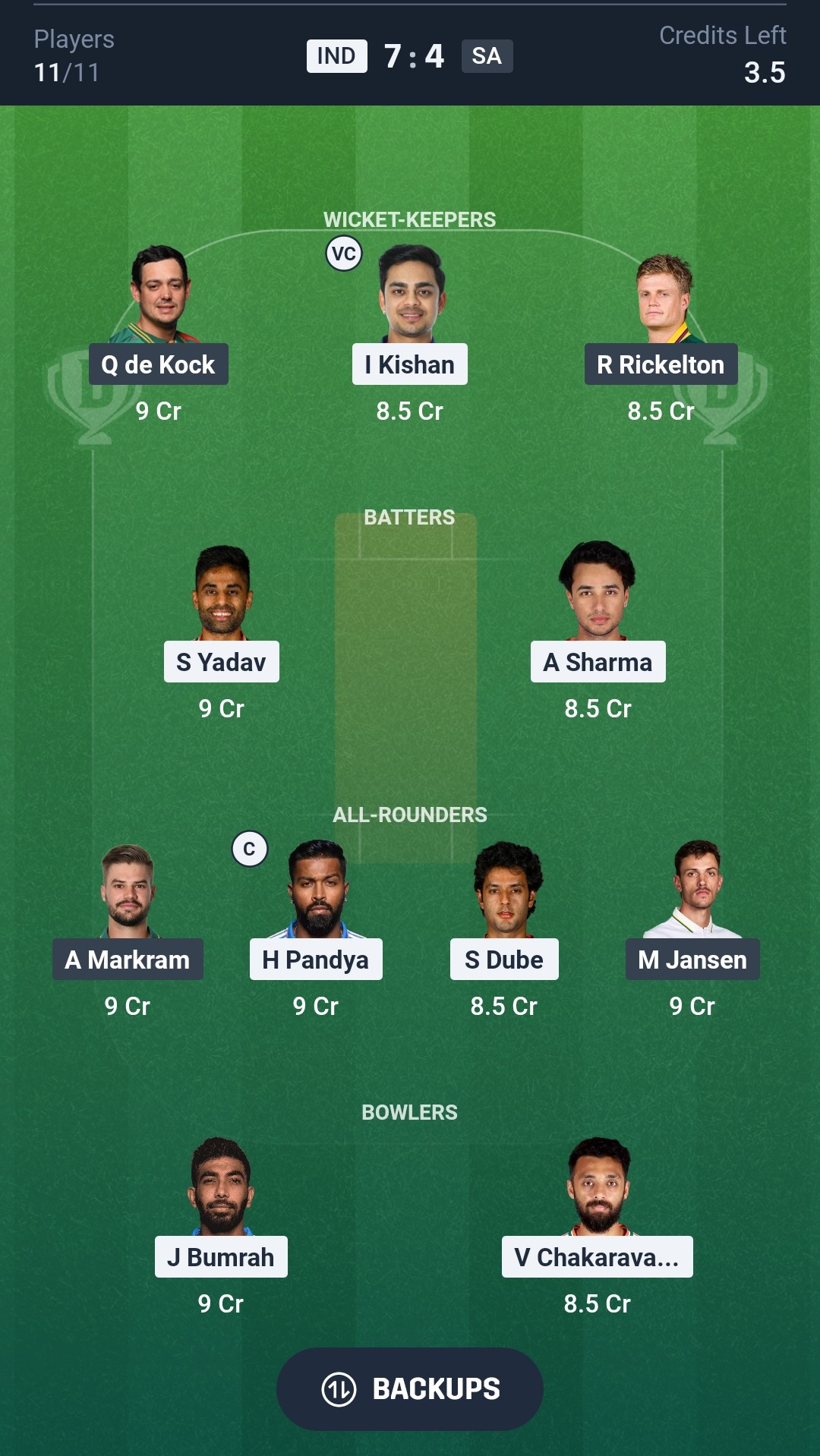 IND vs SA Dream11 Prediction Today T20 World Cup 2026 Match 43 Playing XI
