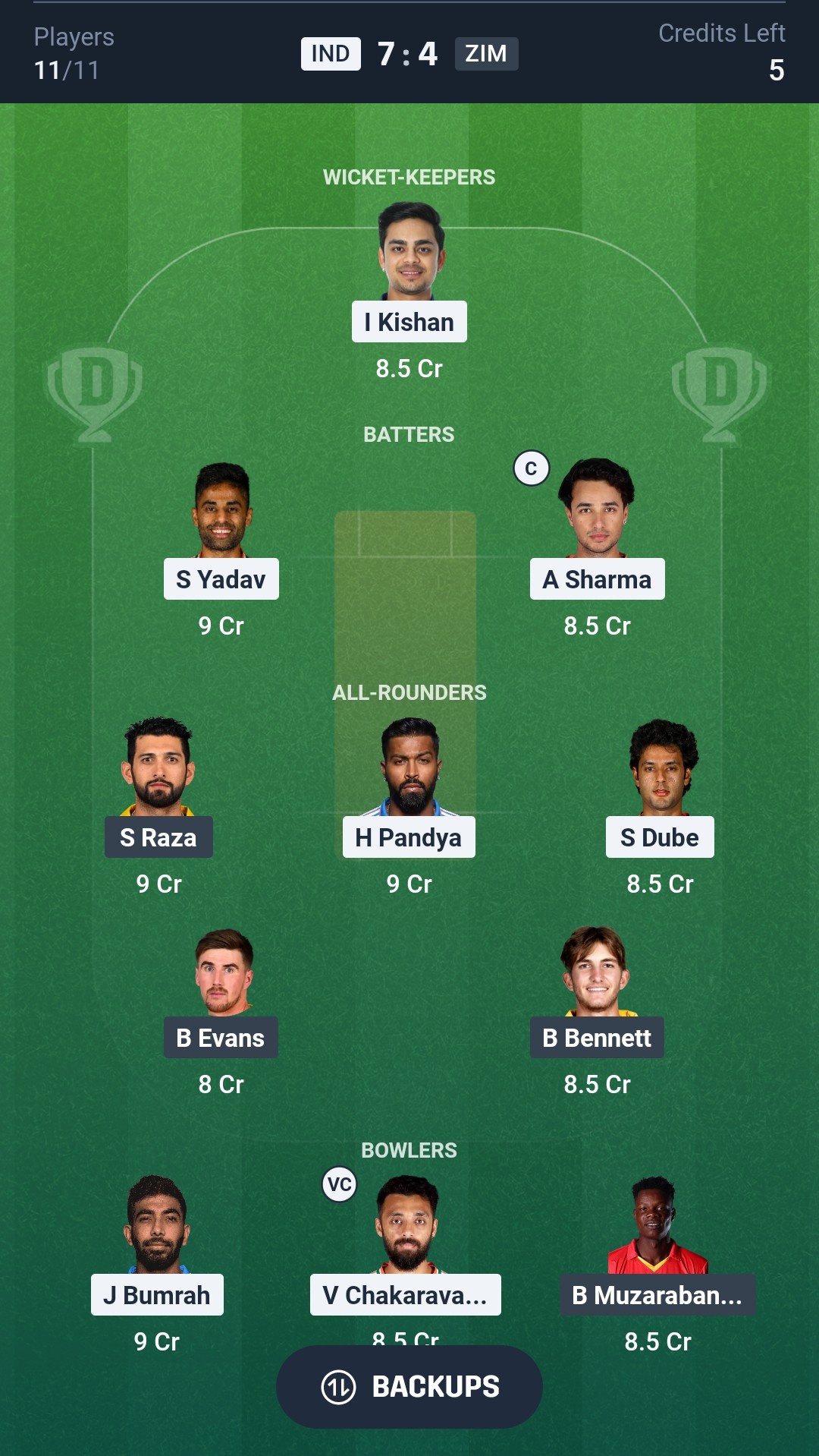 IND vs ZIM Dream11 Prediction Today T20 World Cup 2026 Match 48 Playing XI
