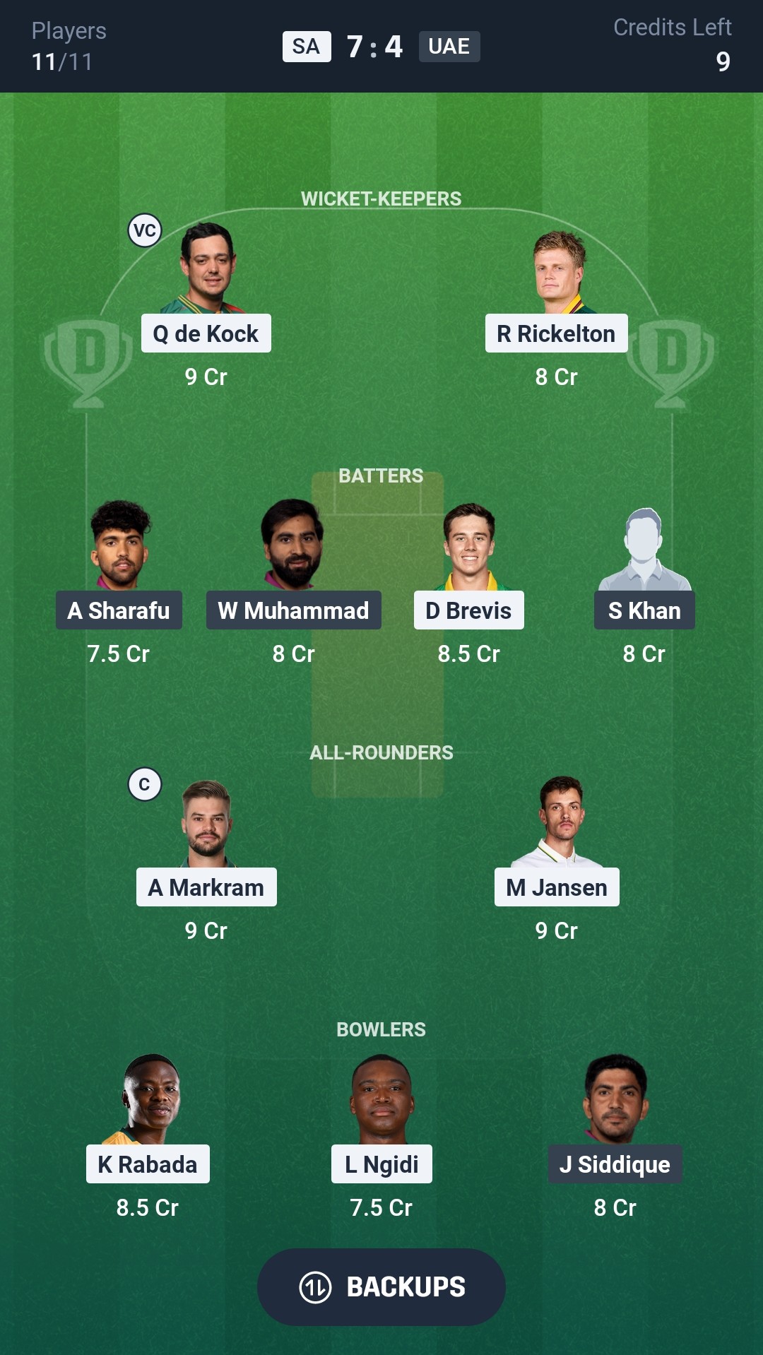 SA vs UAE Dream11 Prediction Today T20 World Cup 2026 Match 34 Playing XI