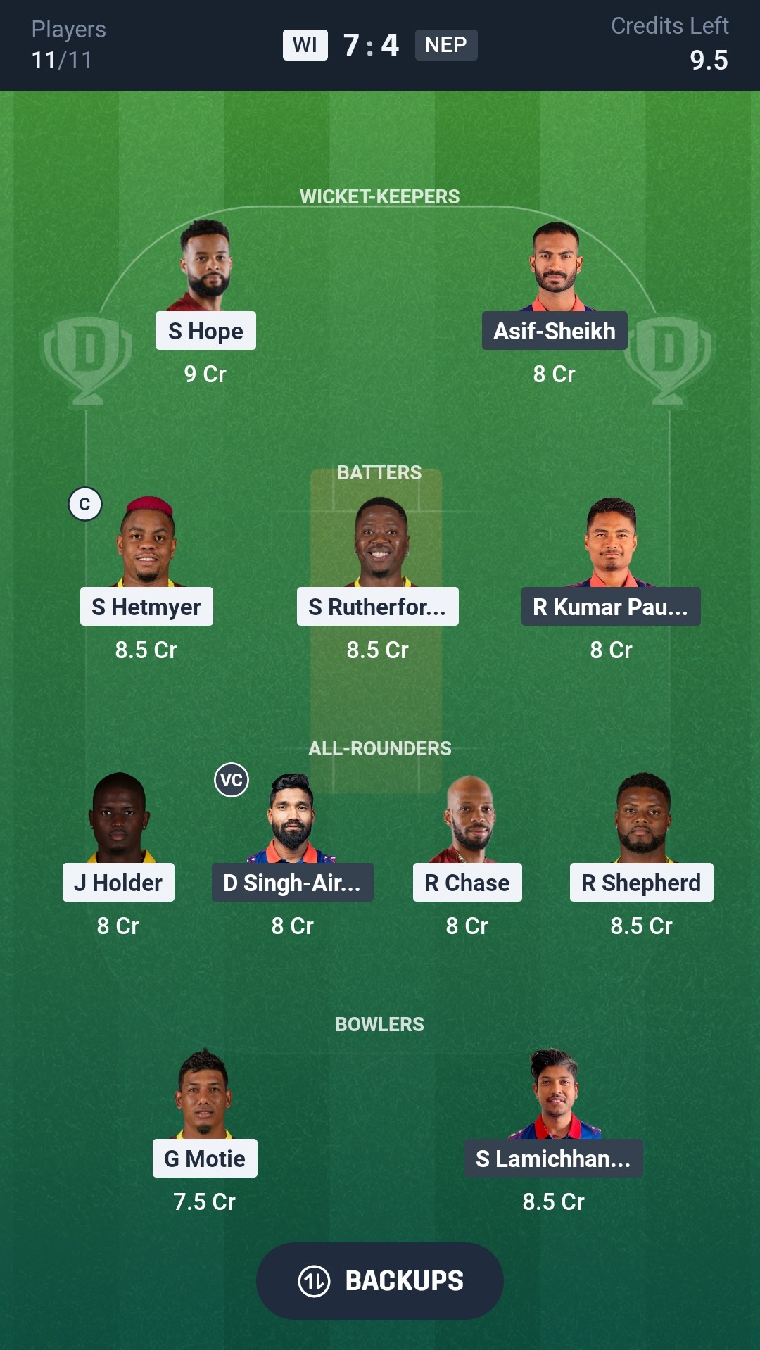 WI vs NEP Dream11 Prediction Today T20 World Cup 2026 Match 25 Playing XI