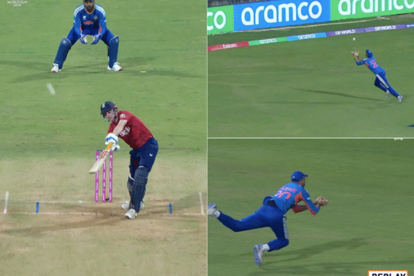 Axar Patel Covers an Impressive 24m To Take Backward Running Catch of Harry Brook in IND vs ENG T20 World Cup 2026 Semifinal