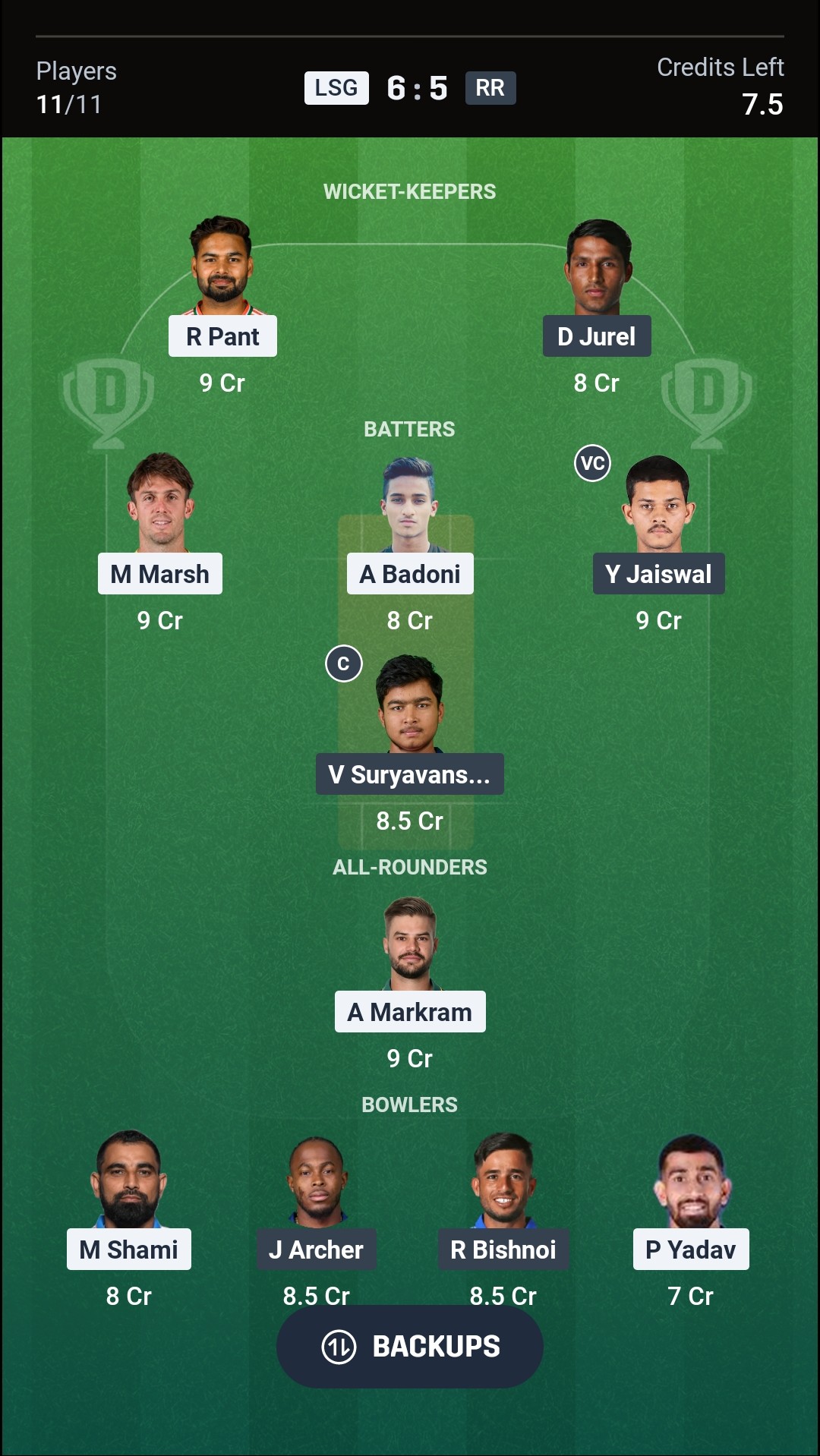 LSG vs RR Dream11 Prediction Today IPL 2026 Match 32 Playing XI
