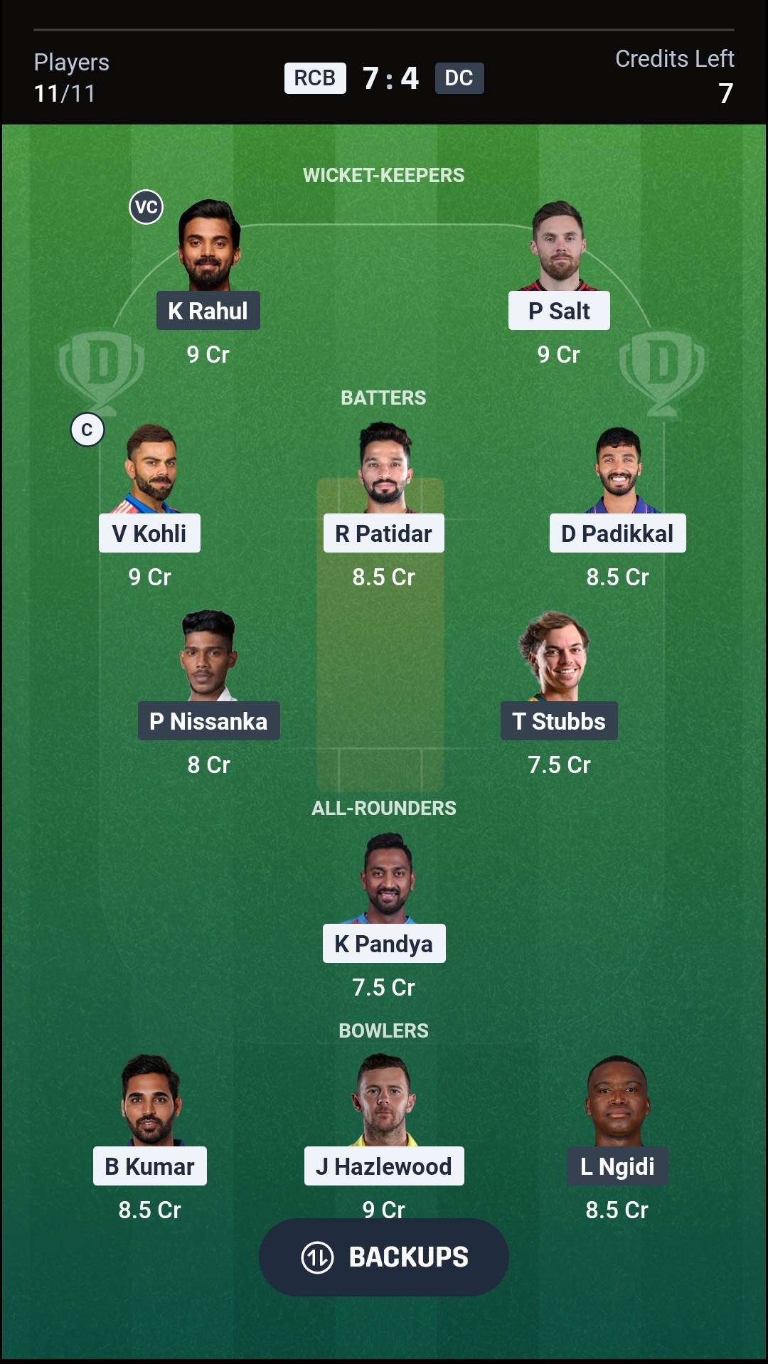 RCB vs DC Dream11 Prediction Today IPL 2026 Match 26 Playing XI